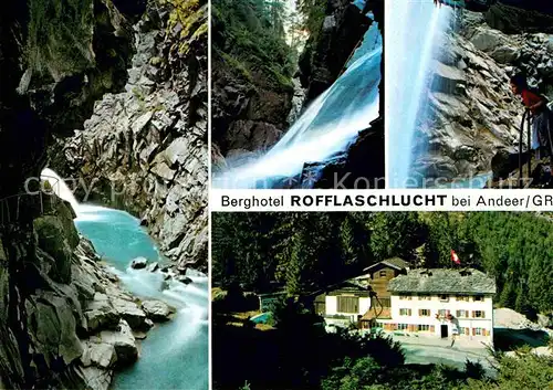 AK / Ansichtskarte Andeer GR Berghotel Rofflaschlucht Wasserfall  Kat. Andeer