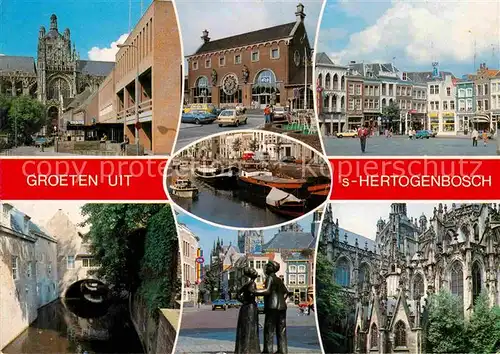 AK / Ansichtskarte S Hertogenbosch Schloss Rathaus Marktplatz Statue Kanal Kat. Den Bosch Niederlande
