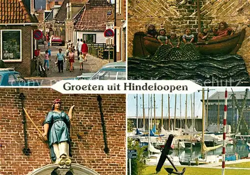 AK / Ansichtskarte Hindeloopen Ortsmotive Justitia Hafenpartie Kat. Niederlande