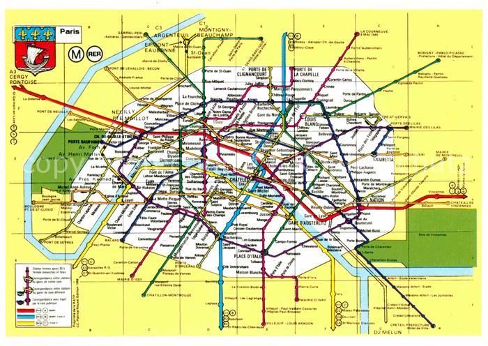 AK / Ansichtskarte U Bahn Subway Underground Metro Paris Plan du Metro