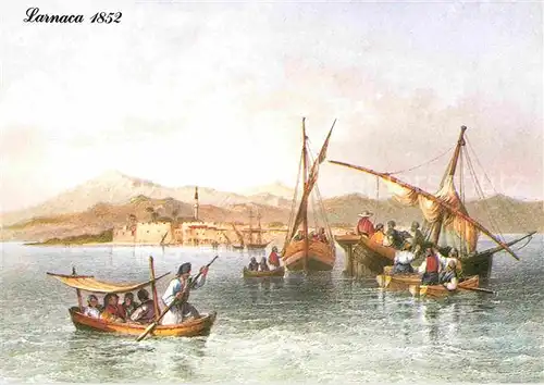 AK / Ansichtskarte Kuenstlerkarte W. H. Bartlett Larnaca 1852 Segelboote  Kat. Kuenstlerkarte