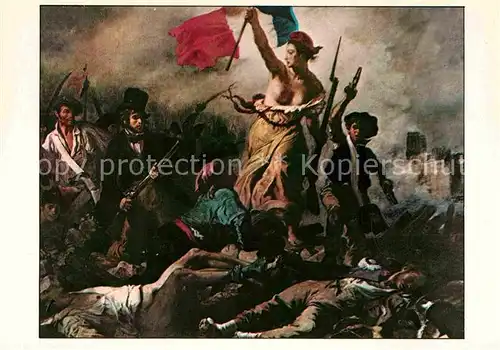 AK / Ansichtskarte Kuenstlerkarte Eugene Delacroix Die Freiheit fuehrt das Volk an 1831 Romatik Kat. Kuenstlerkarte