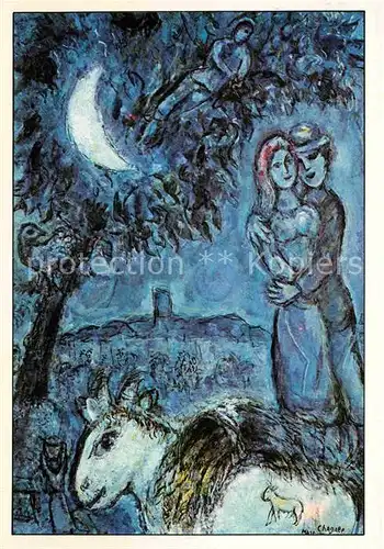 AK / Ansichtskarte Kuenstlerkarte Marc Chagall Bauern aus Vence 1964 Pariser Schule Moderne Kunst Kat. Kuenstlerkarte