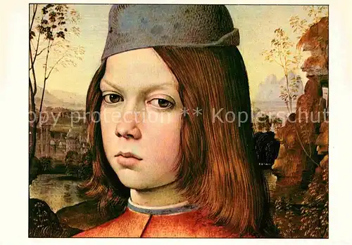 AK / Ansichtskarte Kuenstlerkarte Bernardino di Beddo Pinturicchio Portret van een jonge man 1484  Kat. Kuenstlerkarte