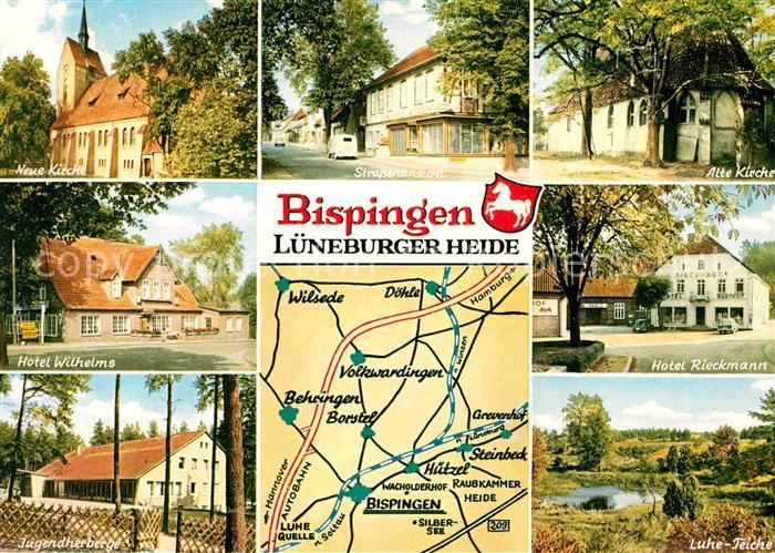 AK / Ansichtskarte Bispingen Kirchen Hotels Jugendherberge Luhe Teich