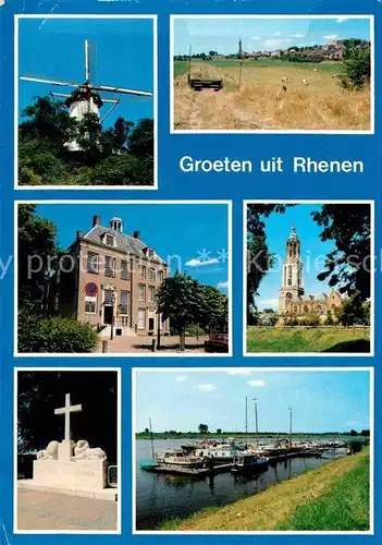 AK / Ansichtskarte Rhenen Windmuehle Rathaus Kirche Fluss Grebbeberg Monument Landwirtschaft Kat. Rhenen