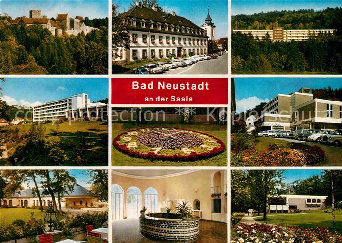AK / Ansichtskarte Bad Neustadt Schloss Kurhaus Kurpark Blumenuhr