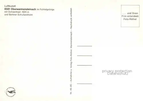 AK / Ansichtskarte Oberwarmensteinach mit Ochsenkopf und Berliner Schullandheim