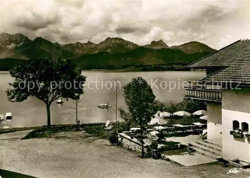 AK / Ansichtskarte Hopfen See Strandcafe Pension Hartung Allgaeuer Alpen Kat. Fuessen