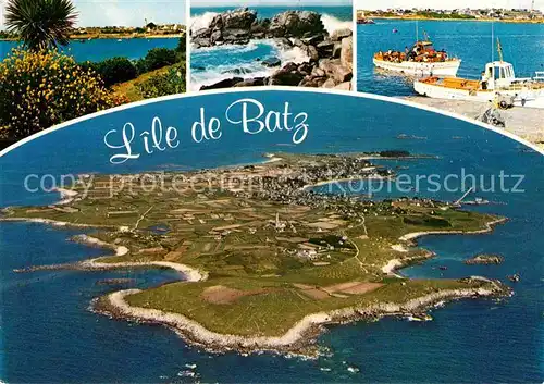 AK / Ansichtskarte Ile de Batz Vue generale aerienne Cote Port Bateau Collection Couleurs de Bretagne Kat. Ile de Batz