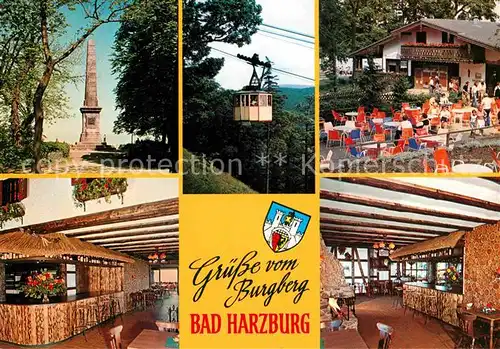 AK / Ansichtskarte Bad Harzburg Burgberg Cafe Restaurant Bergbahn Historische Staette Kaiser Heinrich IV Denkmal Kat. Bad Harzburg