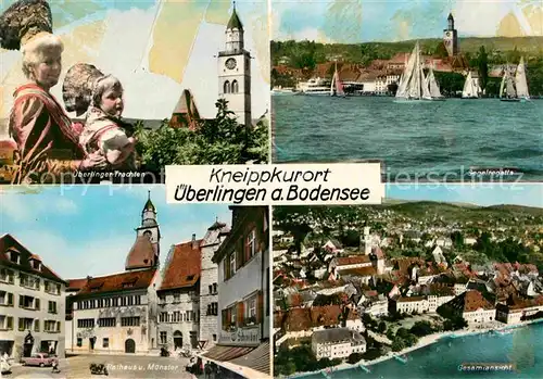 AK / Ansichtskarte ueberlingen Bodensee Trachten Segelregatta Rathaus Muenster Fliegeraufnahme Kat. ueberlingen