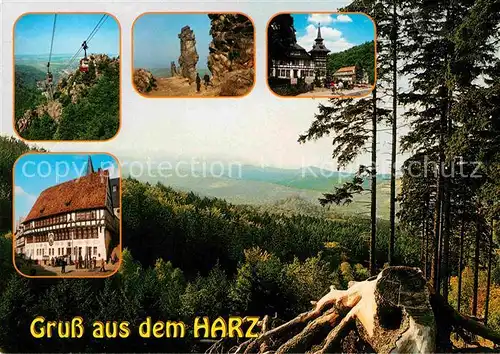 AK / Ansichtskarte Thale Harz Landschaftspanorama Personenschwebebahn Teufelsmauer Harzgerode Alexisbad Thomas Muentzer Stadt Stolberg Rathaus Kat. Thale