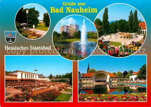 AK / Ansichtskarte Bad Nauheim Hessisches Staatsbad Kurpark Promenade Fontaene Kurhaus Konzertpavillon Kat. Bad Nauheim