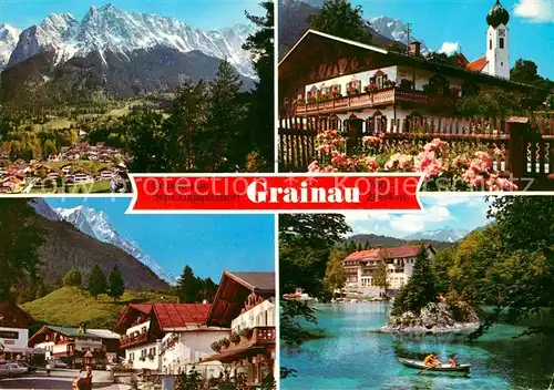 AK / Ansichtskarte Grainau Zugspitze Wettersteingebirge Ortsmotiv mit Kirche See Kat. Grainau