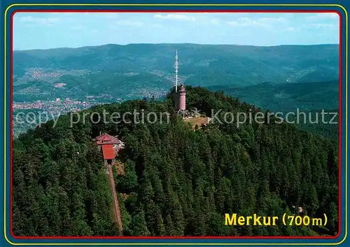 AK / Ansichtskarte Baden Baden Hausberg Merkur Bergbahn Hotel Aussichtsturm Sender Fliegeraufnahme Kat. Baden Baden