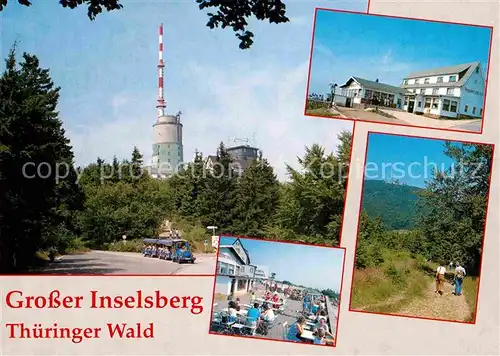 AK / Ansichtskarte Grosser Inselsberg Wandern im Thueringer Wald Touristenbahn Berggasthof Sender Kat. Brotterode