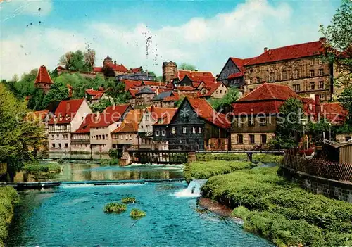 AK / Ansichtskarte Kronach Oberfranken Partie am Fluss mit Blick zur Burg Kat. Kronach