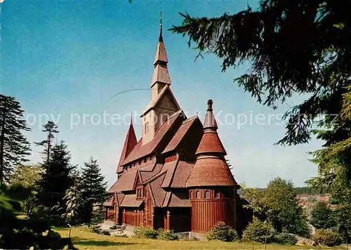 AK / Ansichtskarte Hahnenklee Bockswiese Harz Gustav Adolf Kirche Nordische Stabholzkirche Kat. Goslar