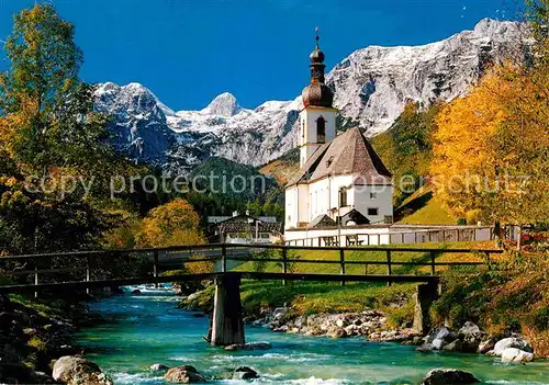 AK / Ansichtskarte Ramsau Berchtesgaden Kirche Malerisches Berchtesgadener Land mit Reiteralpe Berchtesgadener Alpen Kat. Ramsau b.Berchtesgaden