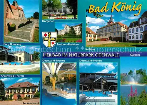 AK / Ansichtskarte Bad Koenig Odenwald Burg Breuberg Kurgarten Seniorenresidenz Rathaus Kurpark Odenwaldtherme Kat. Bad Koenig