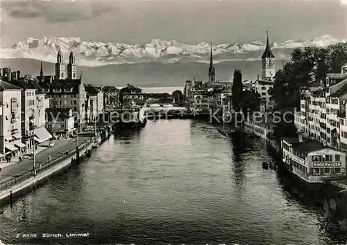 AK / Ansichtskarte Zuerich ZH Limmatpartie mit See und Alpen