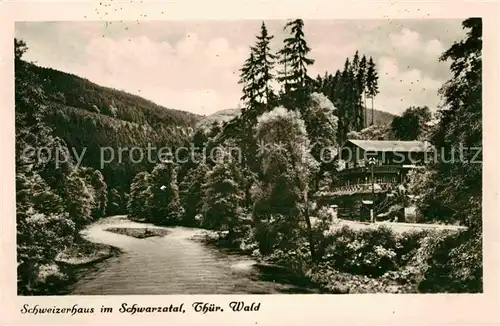 AK / Ansichtskarte Schwarzatal Schweizerhaus Partie am Fluss Kat. Rudolstadt