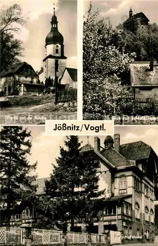 AK / Ansichtskarte Joessnitz Kirchenpartie Schlossschule Bahnhofshotel Kat. Plauen