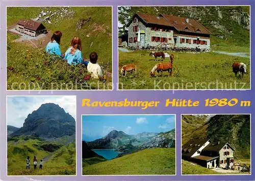 AK / Ansichtskarte Lech Vorarlberg Ravensburger Huette am Spullersee Haflinger Pferde Alpenpanorama Kat. Lech