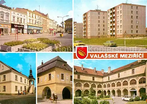 AK / Ansichtskarte Valasske Mezirici Platz Siedlung Hochhaeuser Rathaus Schloss Kat. Tschechische Republik