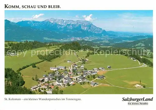 AK / Ansichtskarte Sankt Koloman Wanderparadies Tennengau Salzburger Land Fliegeraufnahme Kat. Sankt Koloman