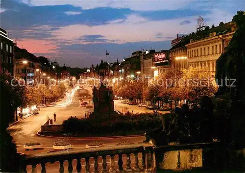 AK / Ansichtskarte Praha Prahy Prague Wenzelsplatz Denkmal Nachtaufnahme Kat. Praha