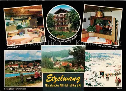 AK / Ansichtskarte Etzelwang Ski Gasthaus Pension Neumueller Schwimmbad  Kat. Etzelwang