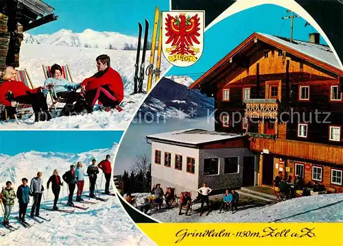 AK / Ansichtskarte Zell Ziller Tirol Gasthof Grindlalm Enzian Sepp Winter Kat. Zell am Ziller