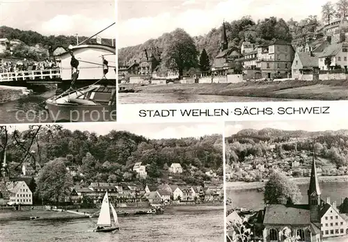 AK / Ansichtskarte Wehlen Sachsen Burg Schiffsanleger Kirche Panorama  Kat. Wehlen