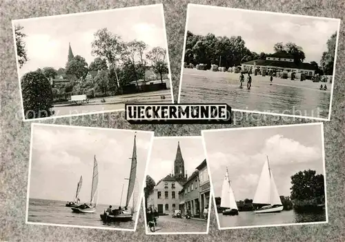 AK / Ansichtskarte Ueckermuende Mecklenburg Vorpommern Park Segeln Strand Gaststaette Restaurant Kat. Ueckermuende