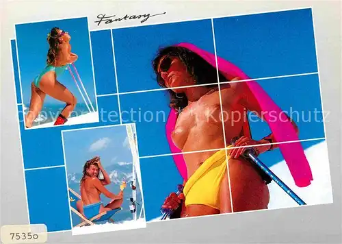 AK / Ansichtskarte Erotik Frauen Ski Bademode  Kat. Schoene Kuenste