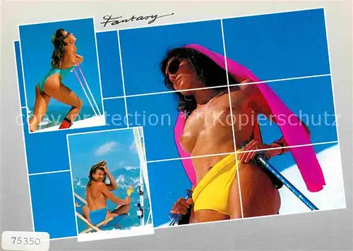 AK / Ansichtskarte Erotik Frauen Ski Bademode  Kat. Schoene Kuenste