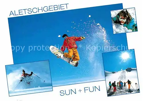 AK / Ansichtskarte Wintersport Snowboarden Skifahren Aletschgebiet  Kat. Sport