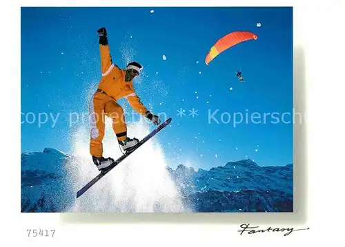 AK / Ansichtskarte Wintersport Surf Snowboard Gleitschirmfliegen  Kat. Sport