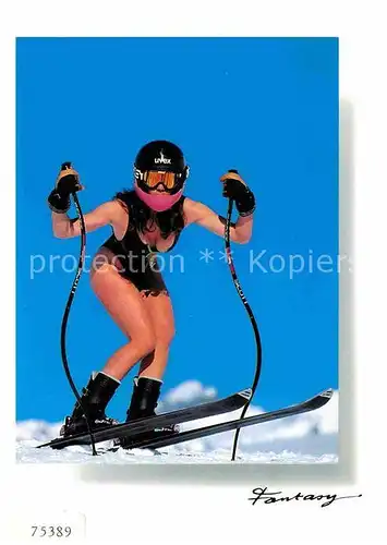 AK / Ansichtskarte Skifahren Frau Bademode Kat. Sport