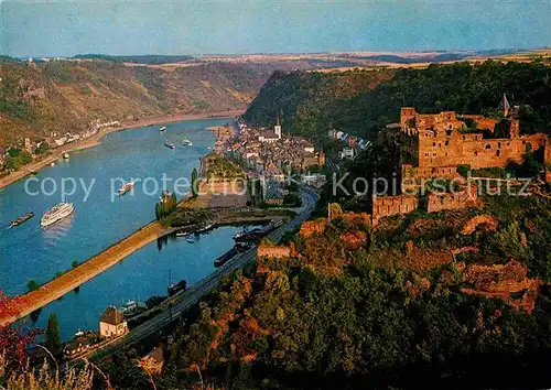 AK / Ansichtskarte St Goar Rhein Burg Rheinfels mit St Goarshausen und Burg Katz Kat. Sankt Goar