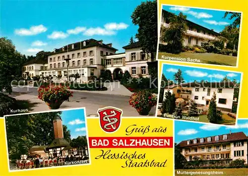 AK / Ansichtskarte Bad Salzhausen Kurhaus Kurpension Sachs Pension Waldhof Kurkonzert Muettergenesungsheim Kat. Nidda