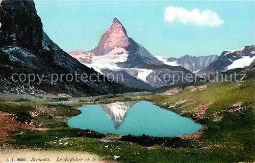 AK / Ansichtskarte Zermatt VS Riffelsee et le Cervin Matterhorn Walliser Alpen Wasserspiegelung Kat. Zermatt