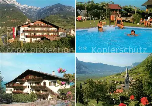 AK / Ansichtskarte Tramin Weinstrasse  Pension Rechtenthal Swimming Pool Alpenblick