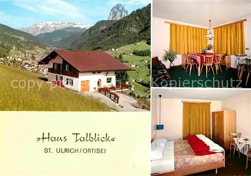 AK / Ansichtskarte Ortisei St Ulrich Haus Talblick Fremdenzimmer Dolomiten
