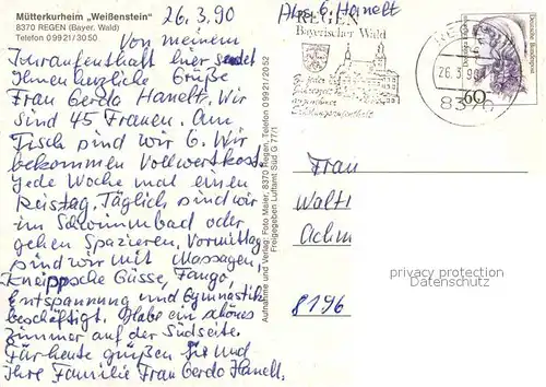 AK / Ansichtskarte Regen Fliegeraufnahme mit Muetterkurheim Weissenstein Kat. Regen