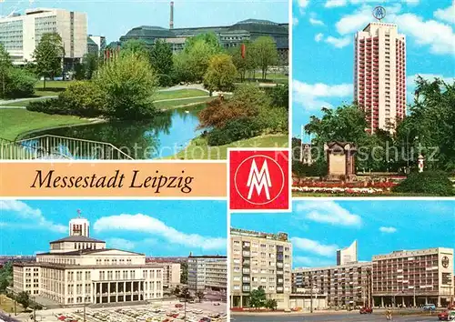 AK / Ansichtskarte Leipzig Schwanenteich mit Interhotel Stadt Leipzig Kat. Leipzig