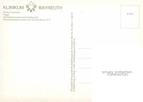 AK / Ansichtskarte Bayreuth Klinikum Fliegeraufnahme Kat. Bayreuth