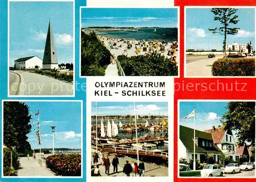 AK / Ansichtskarte Kiel Olympiazentrum Schilksee Kirche Hafenpartie Promenade Kat. Kiel